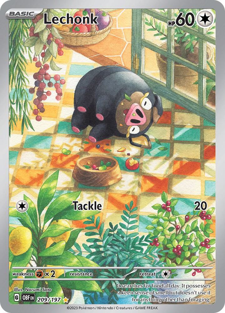 Lechonk SV03: Obsidian Flames 209/197 Illustration Rare NM