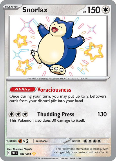 Snorlax SV: Paldean Fates 202/091 Shiny Rare NM