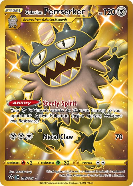 Galarian Perrserker (Secret) SWSH02: Rebel Clash 205/192 Secret Rare NM